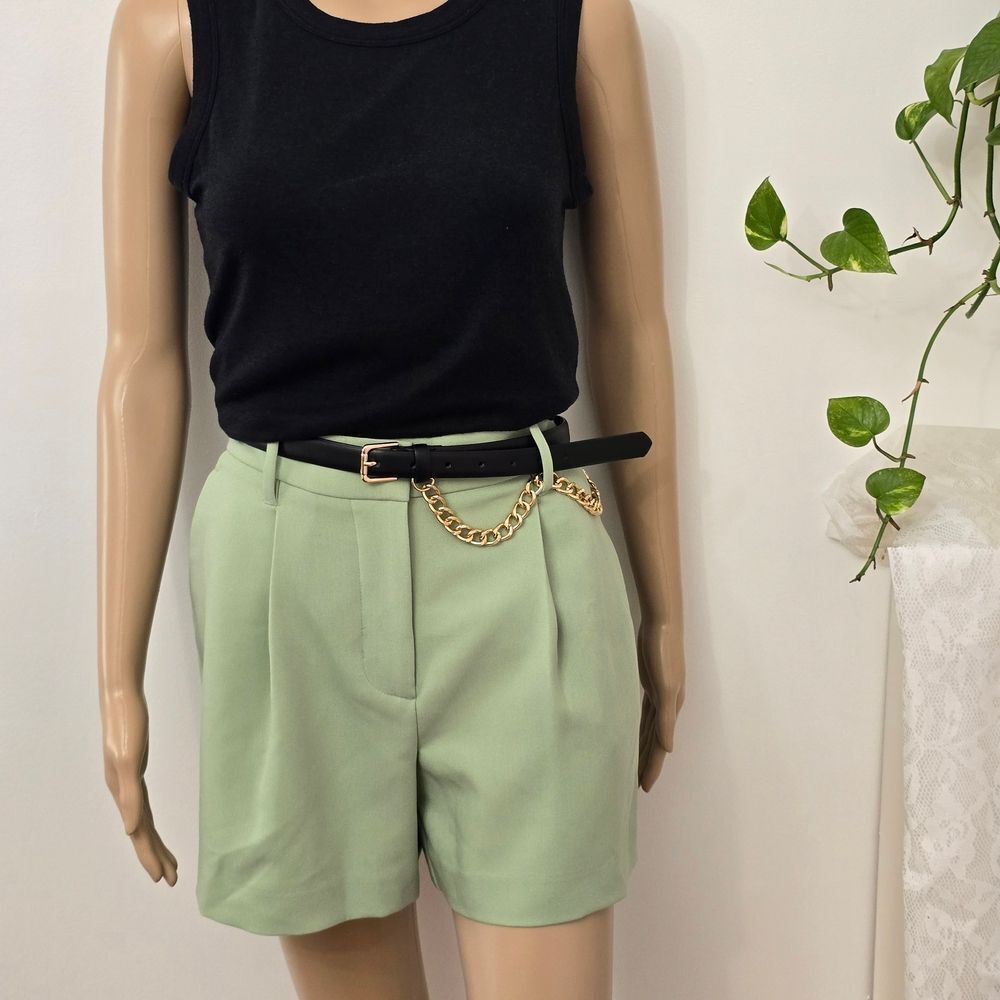 NINE WEST High Rise Shorts - Light Sage Green